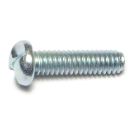 1/4-20 X 1 In Slotted Round Machine Screw, Zinc Plated Steel, 20 PK